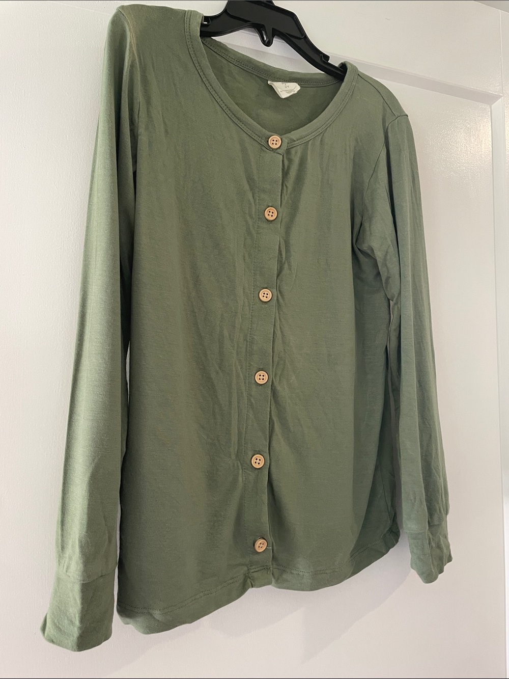 kate quinn Olive Green Button-Up Long Sleeve Top